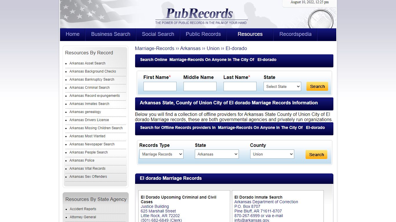 El dorado, Union County, Arkansas Marriage Records